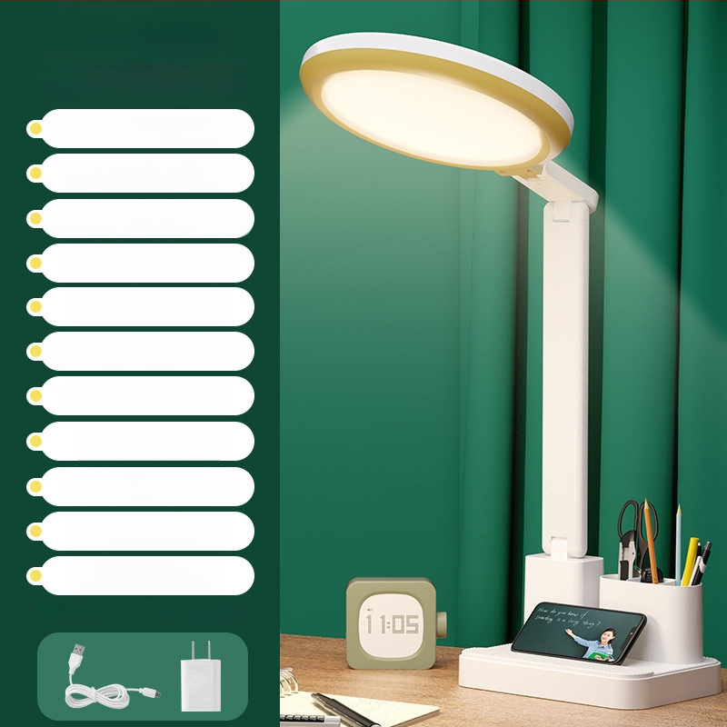 Mokymosi stalo lemputė akims apsaugoti, anti-mėlyna šviesa, be mirgėjimo; USB įkrovimas, sulankstoma, reguliuojamas šviesumas, jutiklinis jungiklis, įmontuota baterija, naktinė šviesa