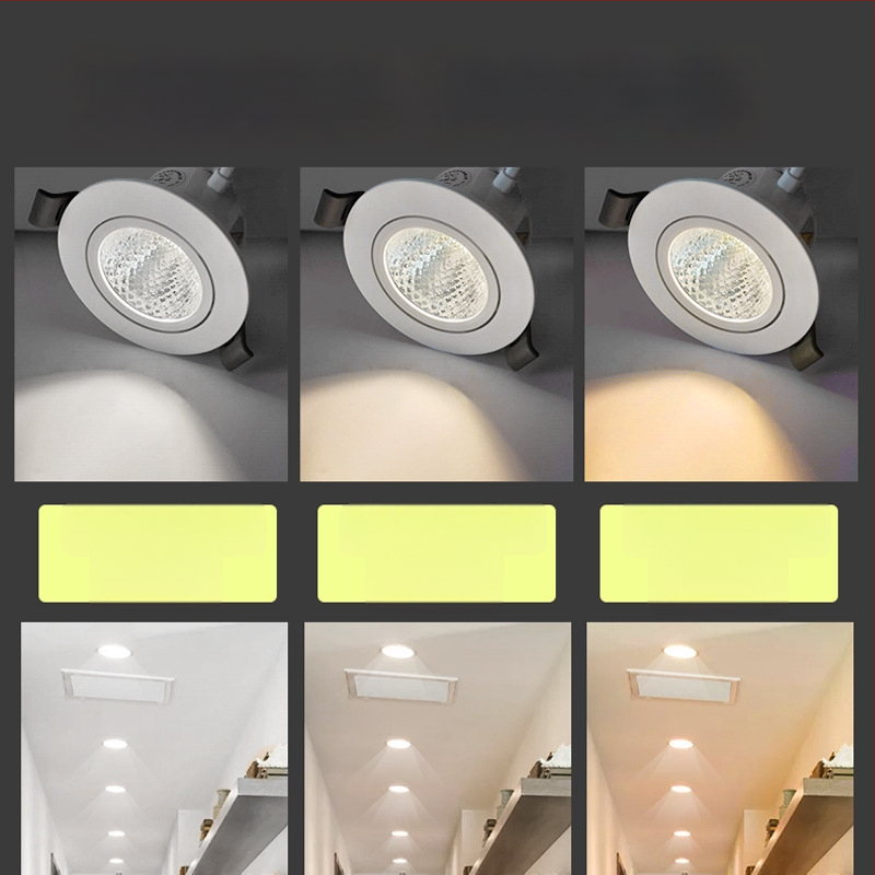 LED sisseehitatud lae prožektor anti-glare disainiga, 220V, seinakontroll, PVC korpus, CRI 70–79