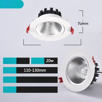 LED εντοιχισμένος προβολέας οροφής για διαδρόμους και αίθουσες έκθεσης – αντιθαμβωτικό, ρυθμιζόμενη γωνία