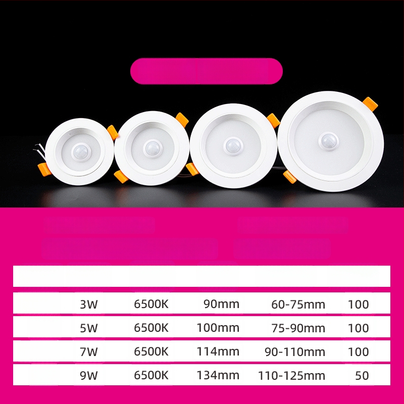 LED downlight kehaanduriga, infrapunaraadri ja hääle juhtimisega, peidetud paigaldus, 220V, LED helmed 2835 x10, 6500K