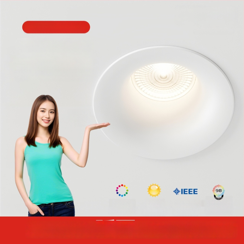 Raamita LED-downlight ümmarguse kumerdusega, sisseehitatud, COB LED, 220V, alumiiniumkorpus, ava 75 mm, üldmõõt 82 mm, 3000–6000K