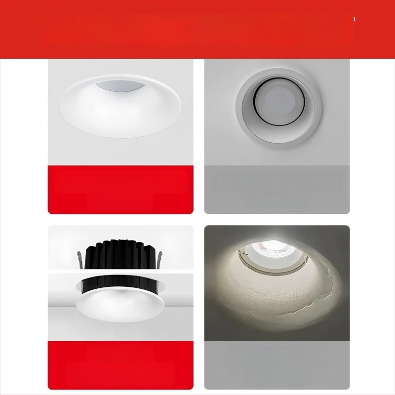 Raamita LED-downlight ümmarguse kumerdusega, sisseehitatud, COB LED, 220V, alumiiniumkorpus, ava 75 mm, üldmõõt 82 mm, 3000–6000K