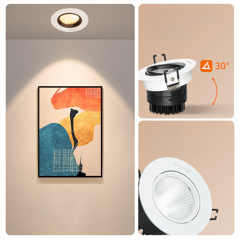 Paigaldatud COB LED prožektor, alumiiniumist laevalgusti, reguleeritav kiirgus, CRI 80–89, 220V, Trio Aurora