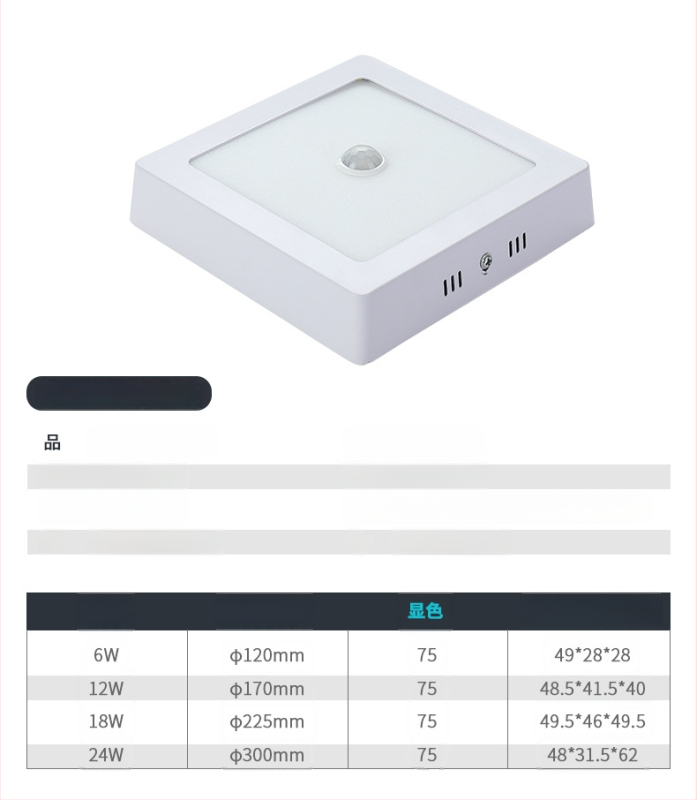 LED laevalgustus PIR-sensoriga, alumiiniumkorpus, 85–265V, 80 000 tundi tööiga, energiasäästlikkuse klass 5