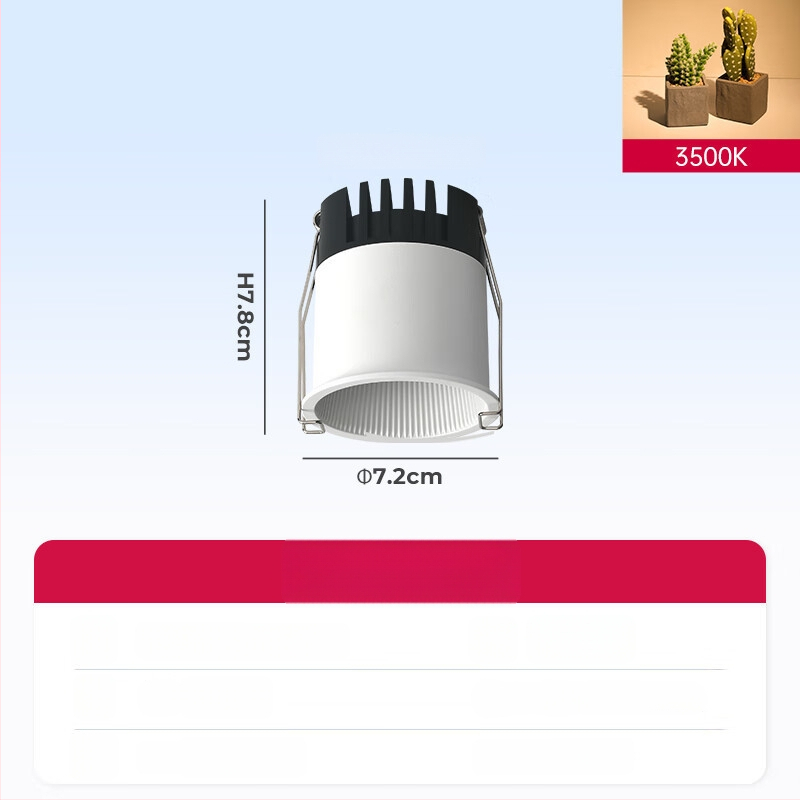 Sisse ehitatud COB prožektor elutoa lae jaoks, alumiiniumkorpus, 220V, CRI ≥95, nupulüliti