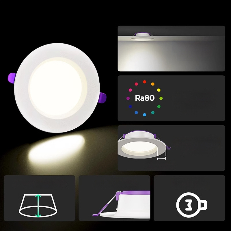 Qianhua LED laevalgusti, 7W/9W/12W, peidetud paigaldus, 220V, värvitemperatuur 3000K/4000K/6500K, CRI 70–79