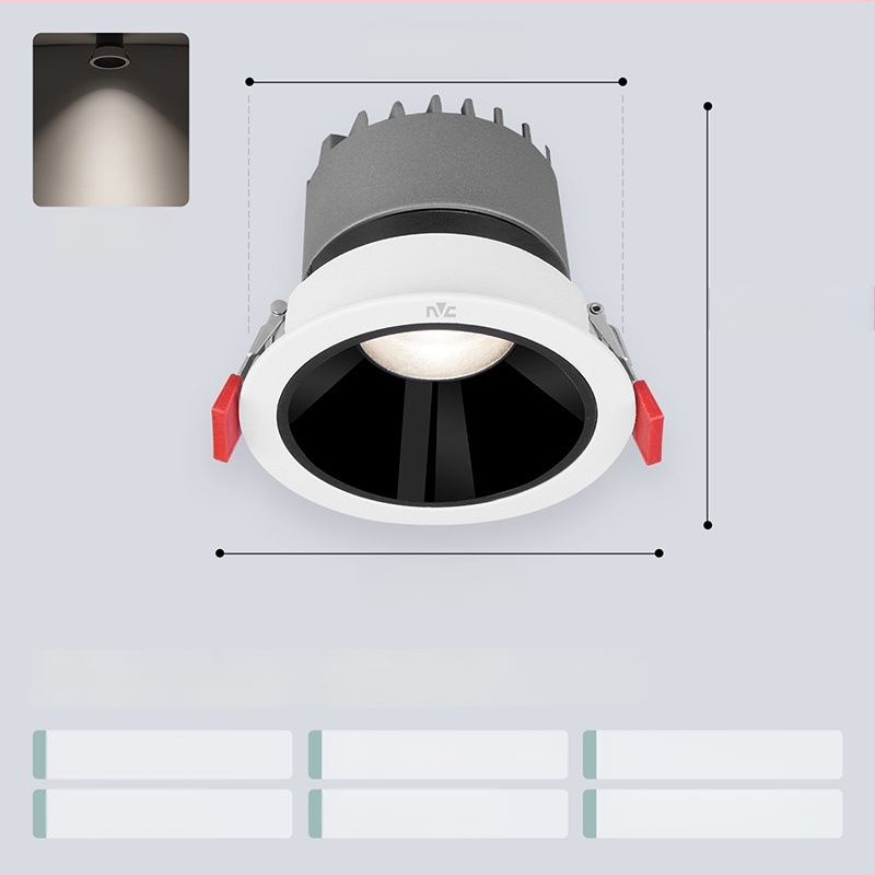 Anti-glare sissehitatud LED prožektor RA97, CRI≥95, 220V, alumiiniumkorpus, NVC, moods minimalistlik stiil