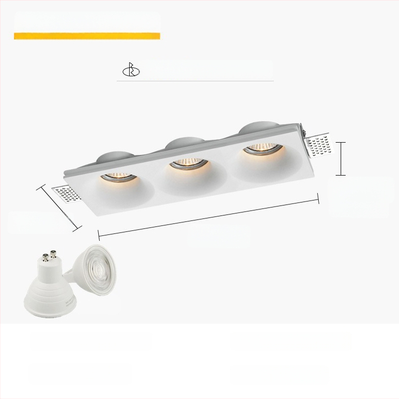 GU10 LED gipspõhine peidetud laevalgusti, 6-10W, 220V, kolmes värvi dimming (3000K/4000K/6000K), CRI ≥90, peidetud paigaldus