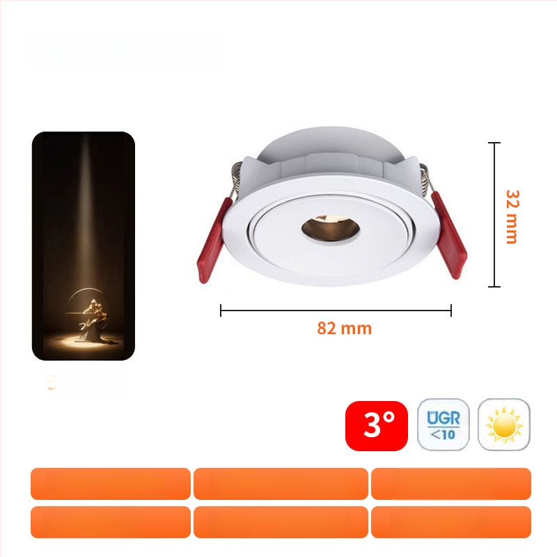 Seinasse paigaldatav COB spott LED 3W, ultraõhuke, kiirgusnurkade 3°/8°/15°, CRI ≥95, 220V
