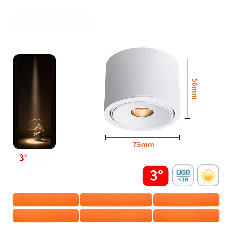 Seinasse paigaldatav COB spott LED 3W, ultraõhuke, kiirgusnurkade 3°/8°/15°, CRI ≥95, 220V