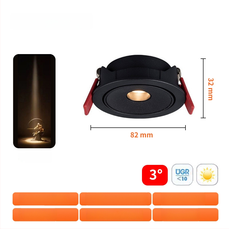 Seinasse paigaldatav COB spott LED 3W, ultraõhuke, kiirgusnurkade 3°/8°/15°, CRI ≥95, 220V