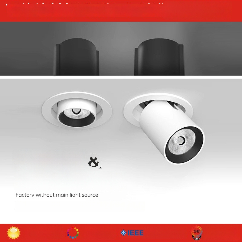 LED lubų spotas, įmontuojamas, reguliuojamas kampas, COB šviesos šaltinis, aliuminio korpusas, 220V, CRI ≥95