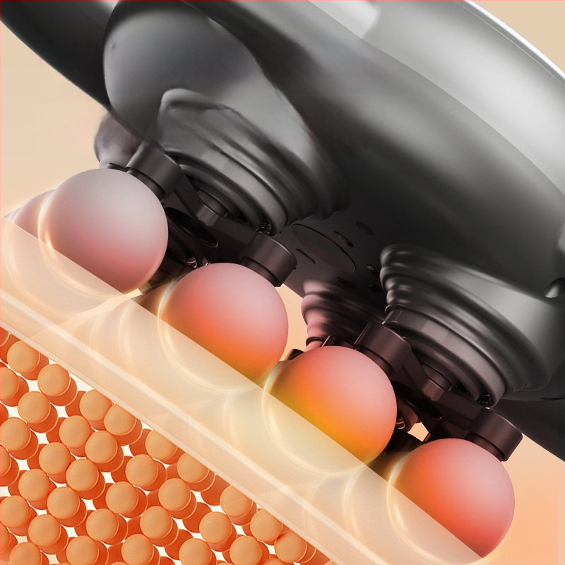 Mišių fascijos masažo prietaisas su 6+ galvutėmis, šepetėlinis variklis, daugiažingsnis greičių reguliavimas, triukšmas 36–45 dB, be įkrovimo baterijos