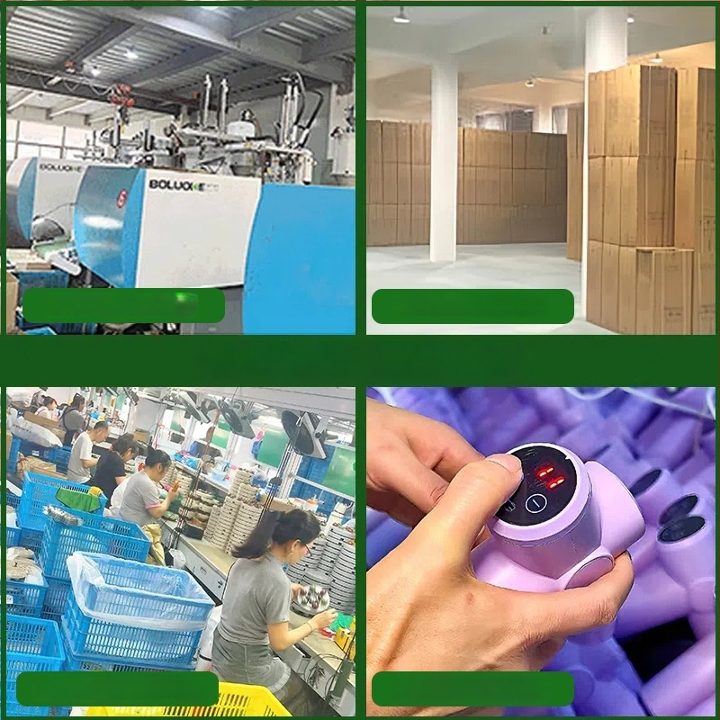 Mini fascijos masažuoklis su įmontuota baterija, šepetinis variklis, 4 masažo antgaliai, karštojo kompresijos funkcija, LCD ekranas su 32 lygiais