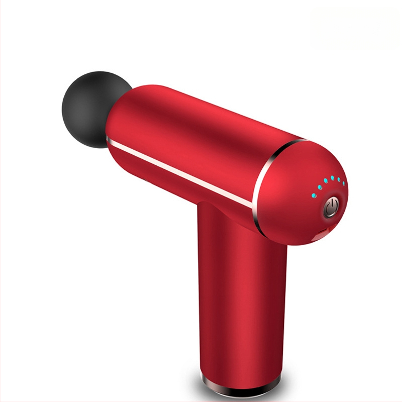 Mini fascijos masažuoklis su įmontuota baterija, šepetinis variklis, 4 masažo antgaliai, karštojo kompresijos funkcija, LCD ekranas su 32 lygiais