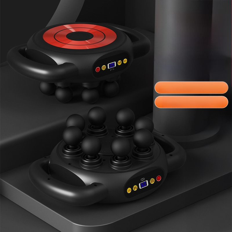 Fascia Gun raumenų masažuoklis - 4 galvos, šepetėlinis variklis, įmontuota baterija 1200–2000 mAh, LCD ekranas, 5+ greičio lygiai (triukšmas < 36 dB)