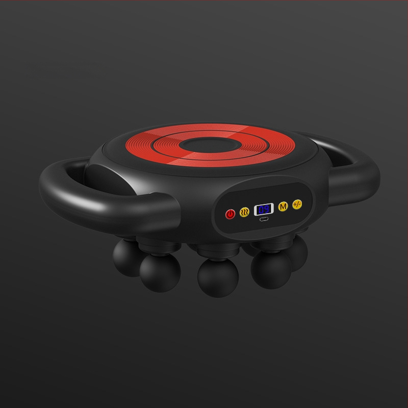 Fascia Gun raumenų masažuoklis - 4 galvos, šepetėlinis variklis, įmontuota baterija 1200–2000 mAh, LCD ekranas, 5+ greičio lygiai (triukšmas < 36 dB)