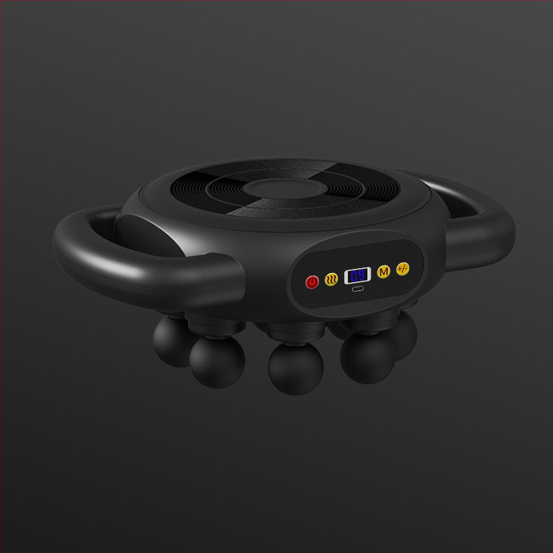 Fascia Gun raumenų masažuoklis - 4 galvos, šepetėlinis variklis, įmontuota baterija 1200–2000 mAh, LCD ekranas, 5+ greičio lygiai (triukšmas < 36 dB)