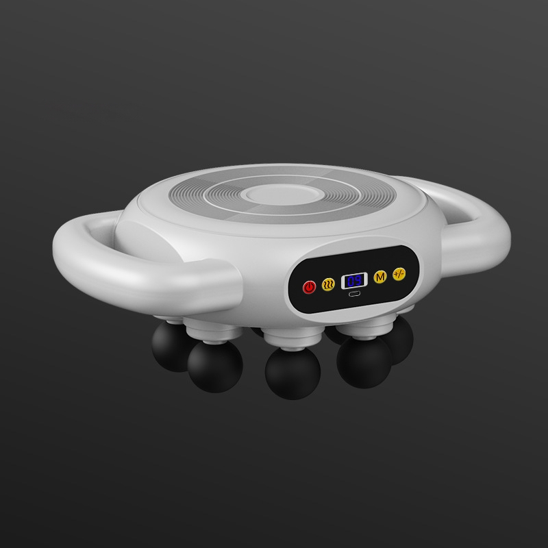 Fascia Gun raumenų masažuoklis - 4 galvos, šepetėlinis variklis, įmontuota baterija 1200–2000 mAh, LCD ekranas, 5+ greičio lygiai (triukšmas < 36 dB)