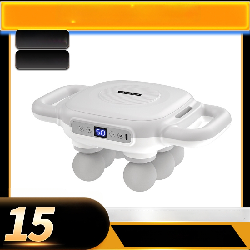 Šešių galvų fascijos masažuoklis su įmontuota baterija 2000–4000 mAh, veikimo laikas 6–8 valandos, daugiau nei 5 greičio režimai, tyliai veikia (<36 dB)