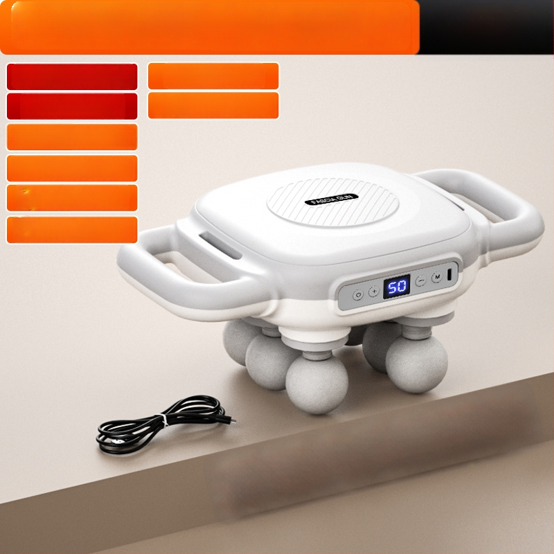 Šešių galvų fascijos masažuoklis su įmontuota baterija 2000–4000 mAh, veikimo laikas 6–8 valandos, daugiau nei 5 greičio režimai, tyliai veikia (<36 dB)