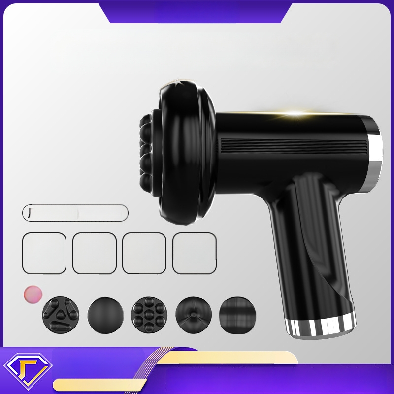 Pārnēsājams elektriskais fascia masāžas instruments ar 5 galviņām, 5+ ātrumi, iekšēja akumulatora jauda 1200-2000 mAh, zems trokšņa līmenis