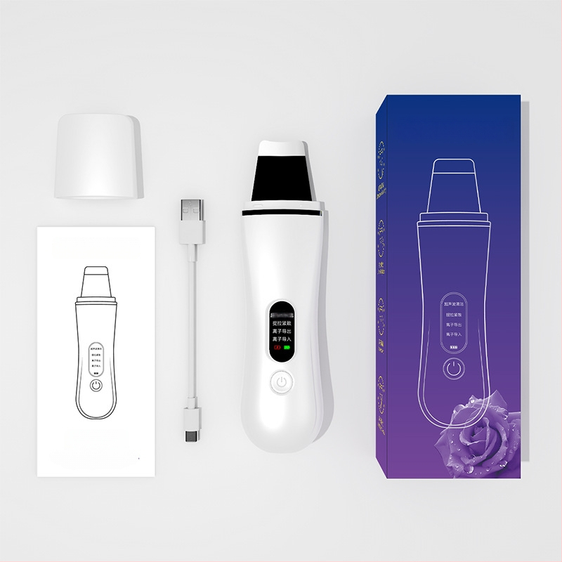 Ultragarsinis veido valymo įrenginys, šalinantis juodus inkštirus, balinimas ir jonų terapija, nešiojamas, įmontuota baterija 300–500mAh