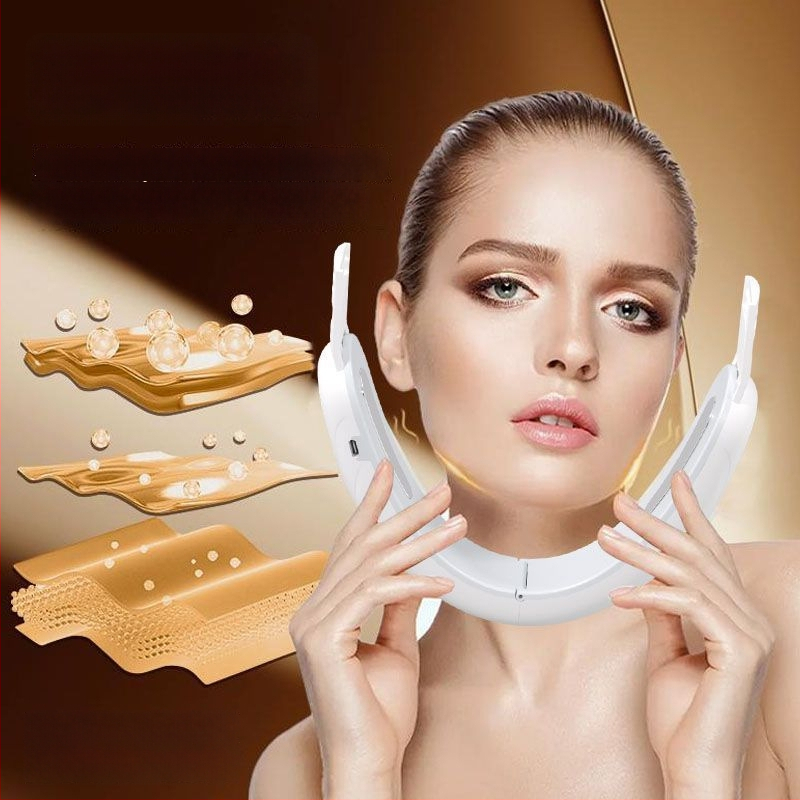 Näo vormimise seade EMS mikrovooluga, ultraheli ja värvilise valgusega, kaasaskantav, sisseehitatud 300–500 mAh aku