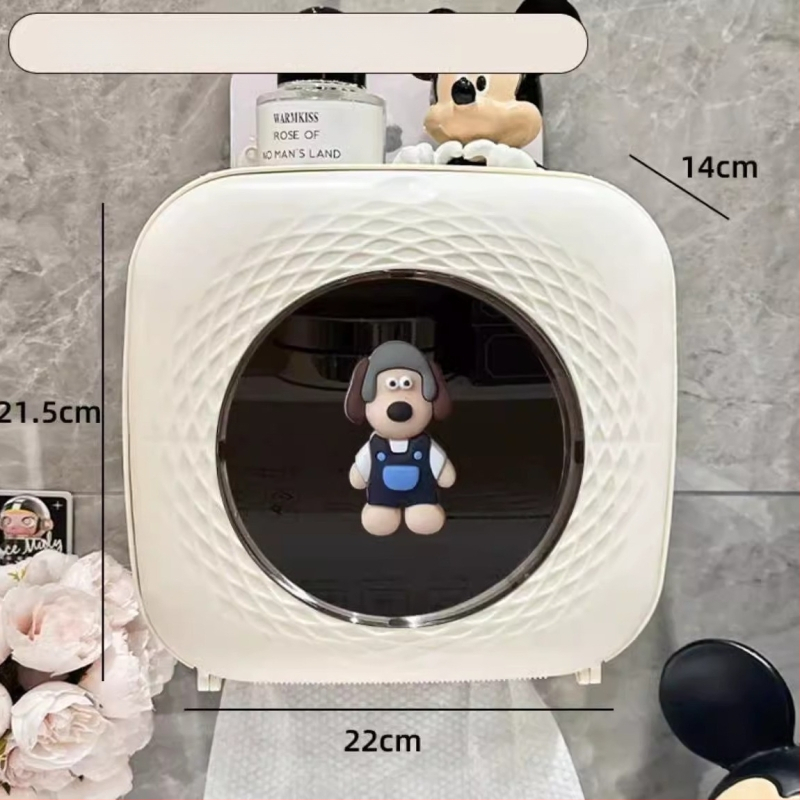 Sieninis plastikinis servetėlių dėklas vonios kambariui — atsparus vandeniui, daugiafunkcinis, su nuimamais popierinių servetėlių skyriumi