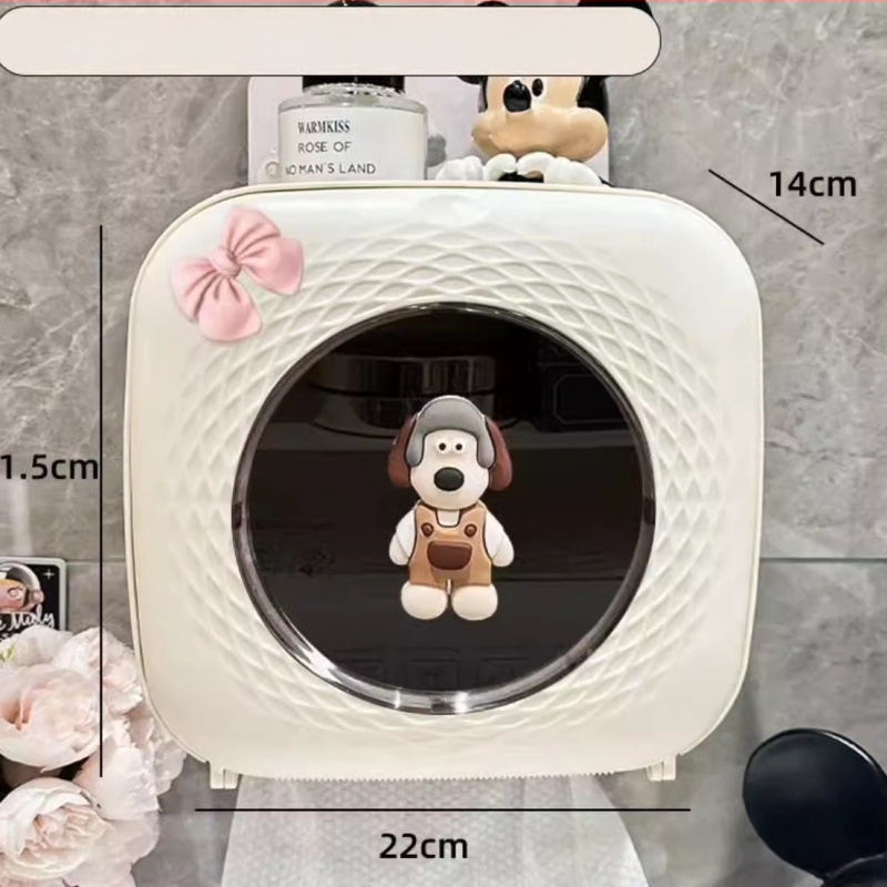 Sieninis plastikinis servetėlių dėklas vonios kambariui — atsparus vandeniui, daugiafunkcinis, su nuimamais popierinių servetėlių skyriumi