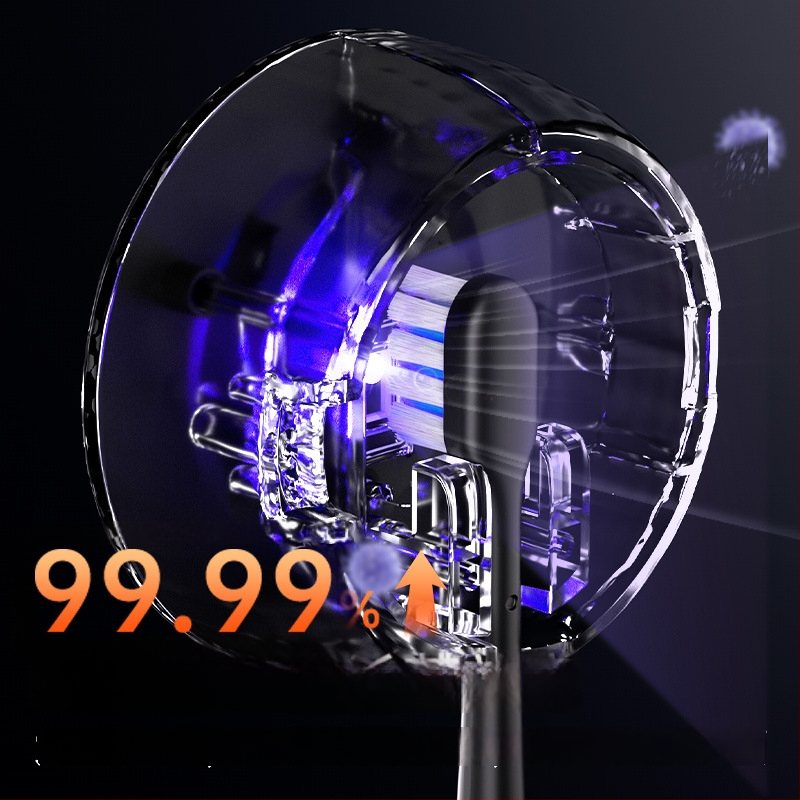 Dantų šepetėlių sterilizatorius, sieninis tvirtinimas, USB įkrovimas, UVC sterilizavimas, 2 minučių ciklas, ABS