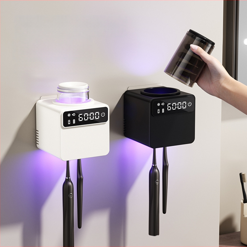 RA-616 Sterilizavimo dantų šepetėlių laikiklis su UV dezinfekcija, USB maitinimu, prisilietimo valdymu, be gręžimo lipni montavimas
