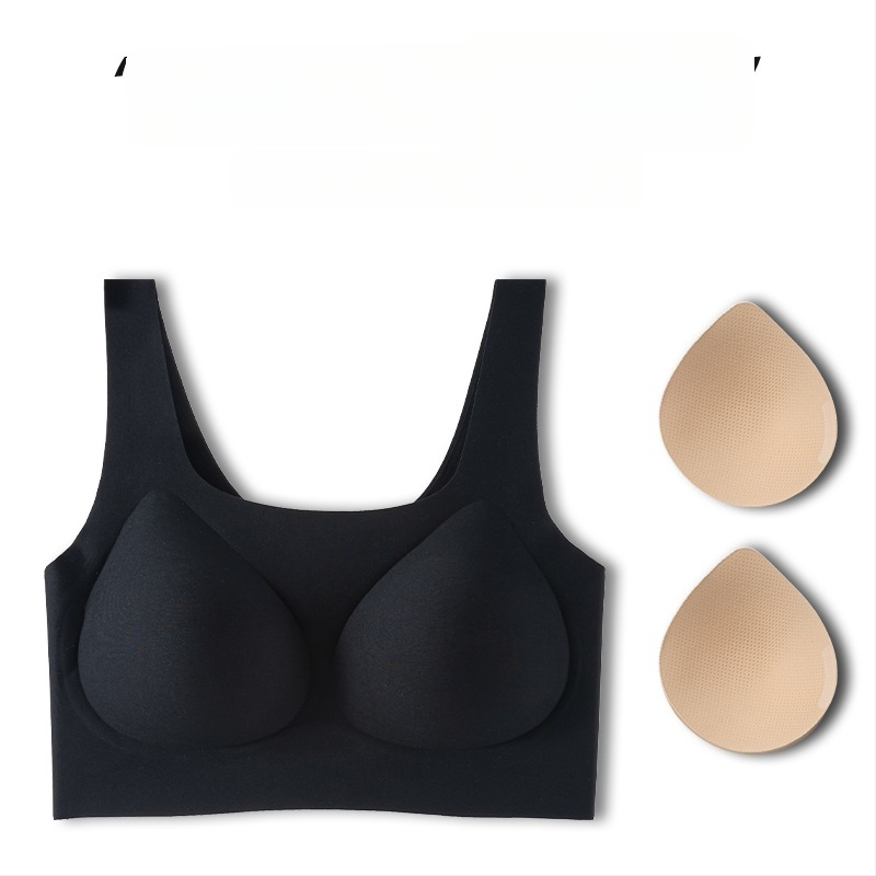 Nematoma siuvinėjimo liemenėlė mažoms krūtims — pakėlimas, prieš nusileidimą, šoninės formavimas, 3/4 taurė, be vielos, fiksuotos dvigubos petnešėlės