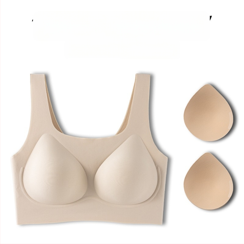 Nematoma siuvinėjimo liemenėlė mažoms krūtims — pakėlimas, prieš nusileidimą, šoninės formavimas, 3/4 taurė, be vielos, fiksuotos dvigubos petnešėlės