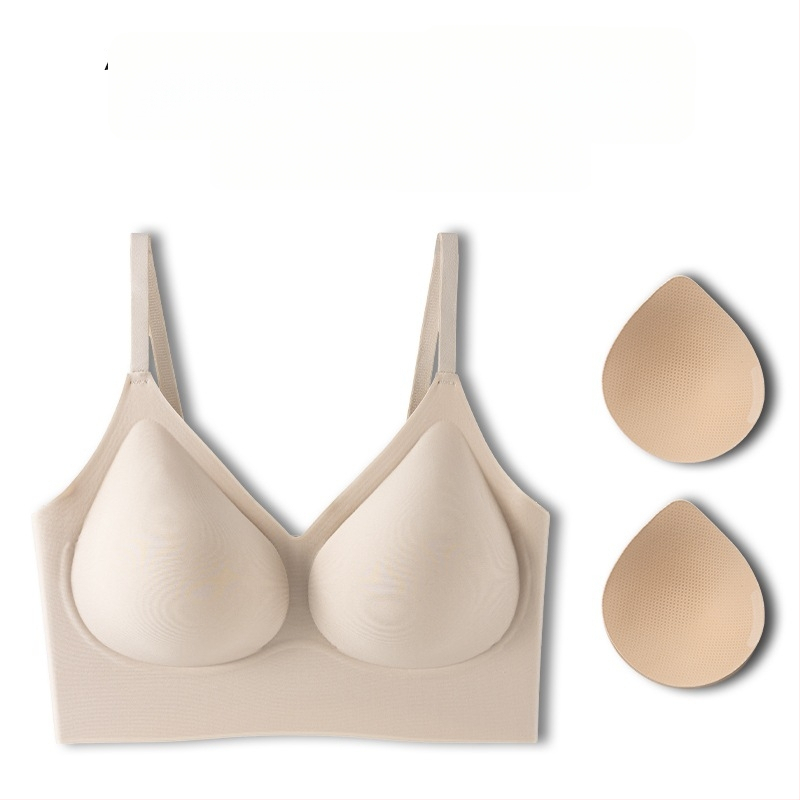 Nematoma siuvinėjimo liemenėlė mažoms krūtims — pakėlimas, prieš nusileidimą, šoninės formavimas, 3/4 taurė, be vielos, fiksuotos dvigubos petnešėlės