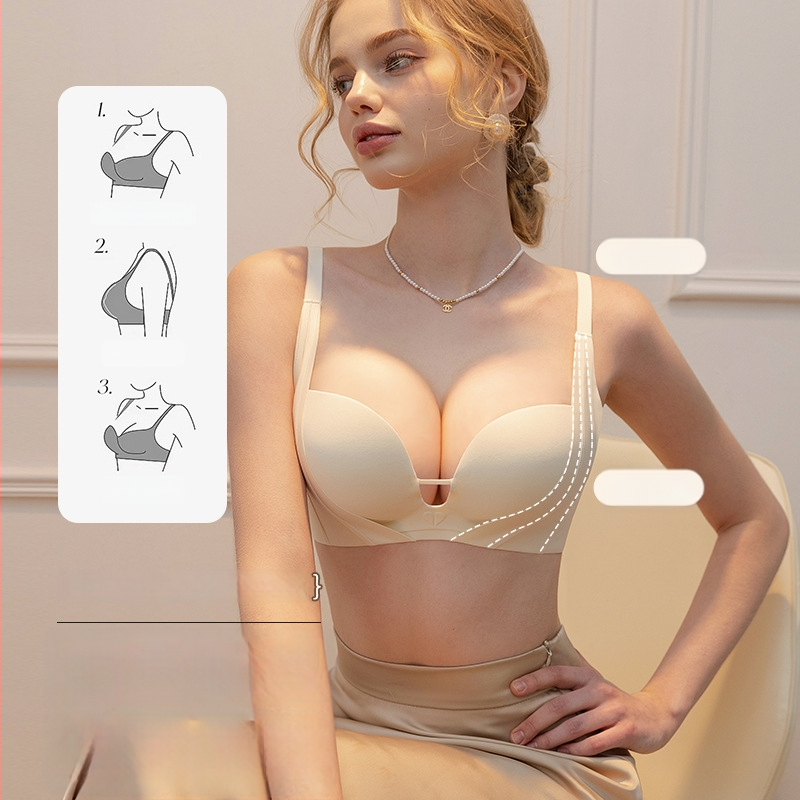 Moteriška nailoninė liemenėlė su pakėlimo efektu, be siūlių, vidutiniškai formuojama kaušeliu, diskreti parama