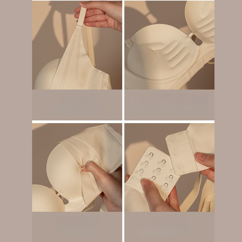 Moteriška nailoninė liemenėlė su pakėlimo efektu, be siūlių, vidutiniškai formuojama kaušeliu, diskreti parama