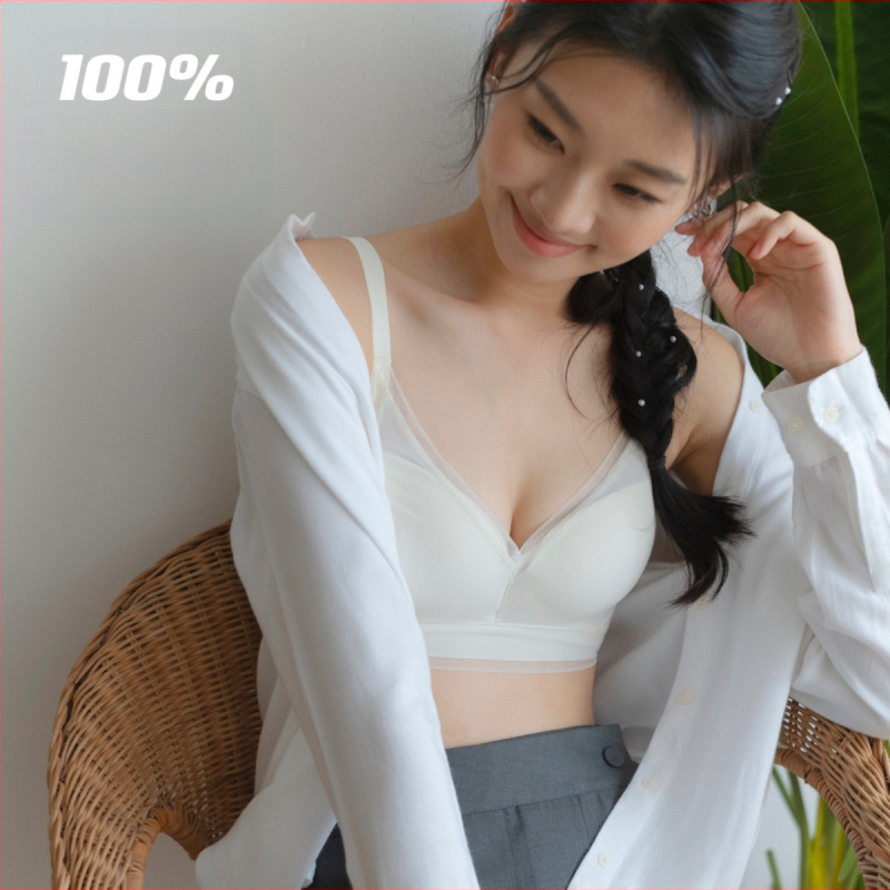 Belaidė liemenėlė su 3/4 puodeliu, be siūlių dizainas; pagrindinis audinys nailonas 70–80%; pamušalas iš Mulberry šilko; fiksuotos dvigubos petnešėlės; nugaros trijų eilių kabliukai