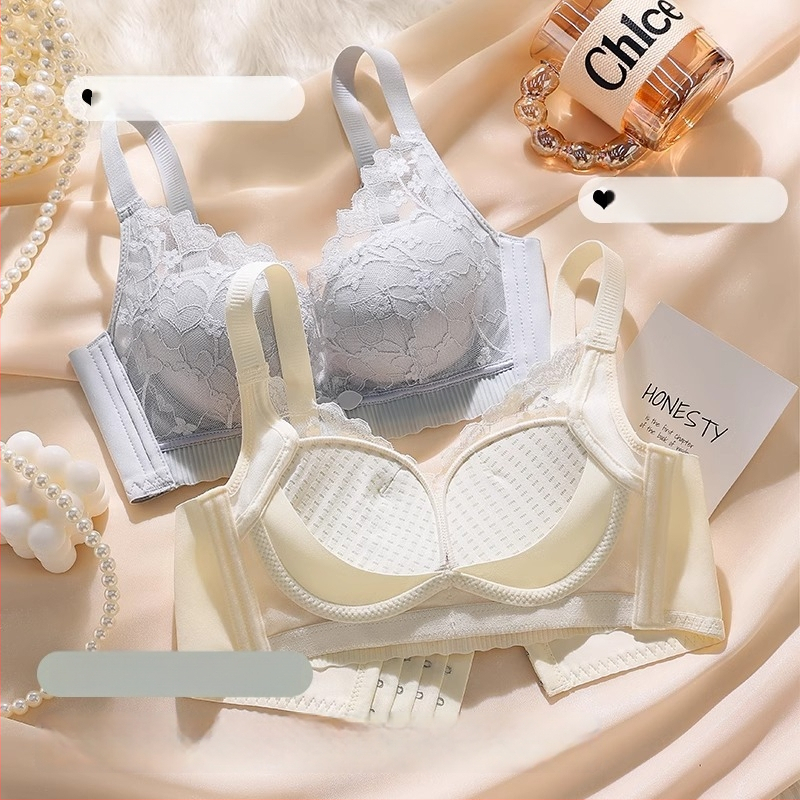 Moterų nėrinių liemenėlė, 3/4 taurė, viršutinė plona ir apatinė storesnė forma, fiksuoti dvigubi dirželiai, užsegimas su keturiais užsegimais