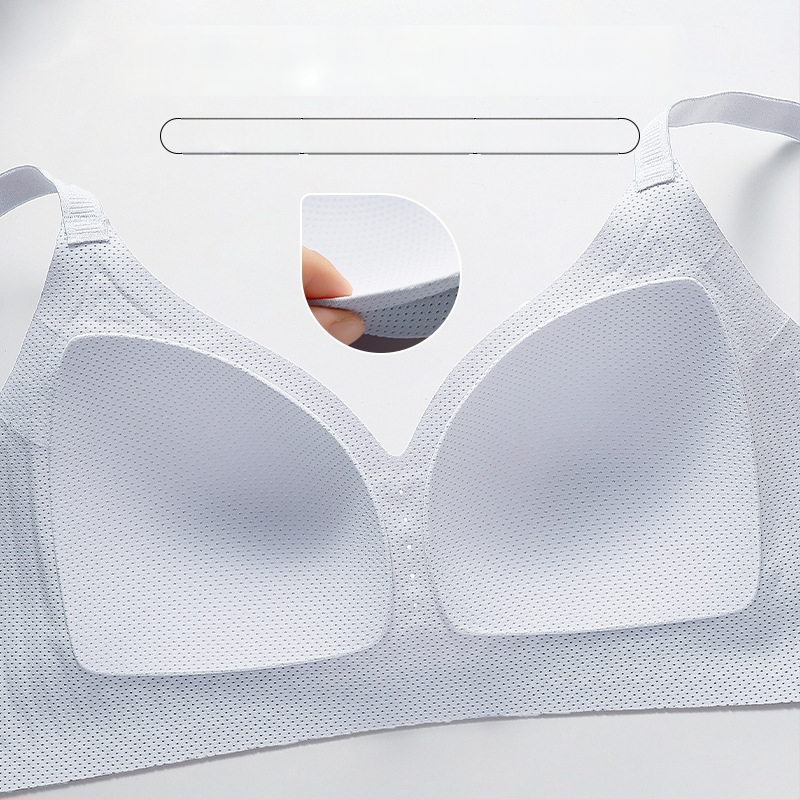 Sportinis liemenė be siūlių, švelni atrama, plonos formuotos kaušeliai, nailono audinys, fiksuotos dvigubos petnešos