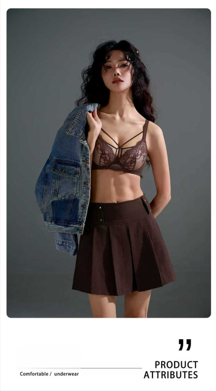 Nėriniuota nailono liemenėlė su itin plonais formuojamais puodeliais, medvilninė įdaila, fiksuoti plečiai ir nugaros trijų eilių užsegimas