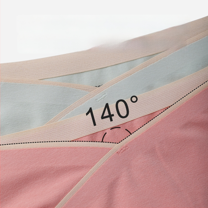 Rasedate naise puuvillased aluspüksid teisele ja kolmandale trimestrile, madala talje ja V-kujuline kõhu toetus, hingav puuvill