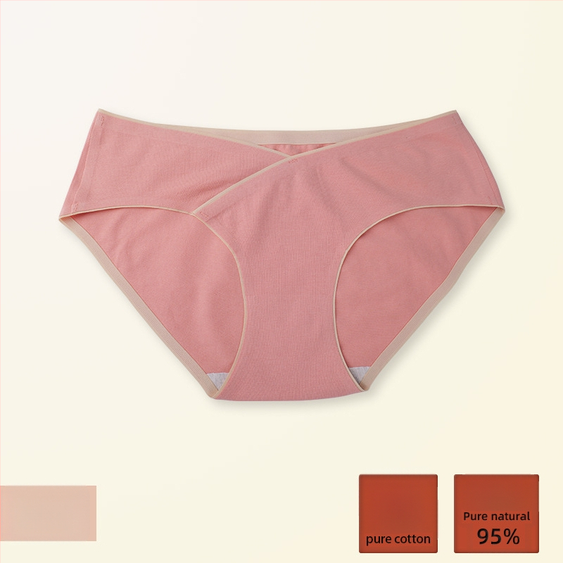 Rasedate naise puuvillased aluspüksid teisele ja kolmandale trimestrile, madala talje ja V-kujuline kõhu toetus, hingav puuvill