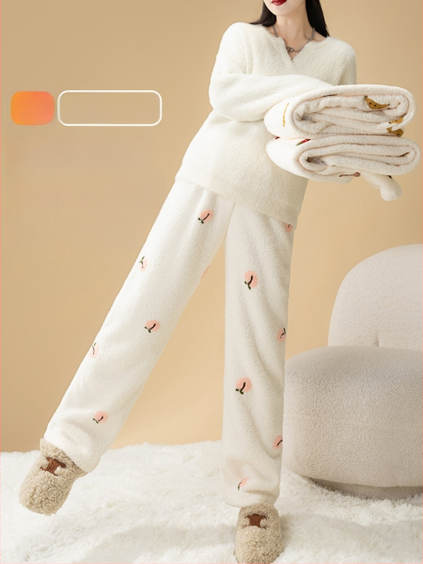 Rasedate pajama püksid – fleecevoodriga, talveks, vaba lõige, reguleeritav vöökoht (Polüester >95%)