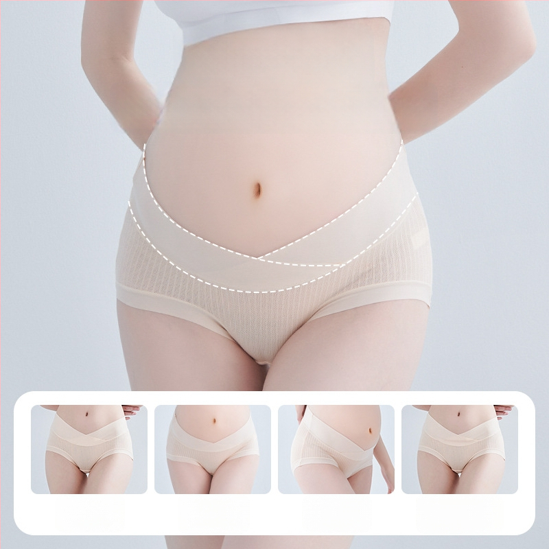 Nėščiųjų apatiniai iš modal audinio, medvilninė įdaila tarp kirkšnių, pilvo palaikymas, ribinis mezgimas, žemas juosmuo