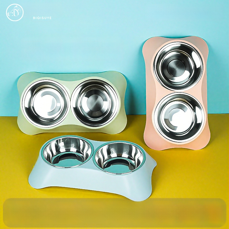 Dvigubas dubuo lemmikliams iš nerūdijančio plieno, integruotas dizainas, nepralaidus, tinka katėms ir šunims