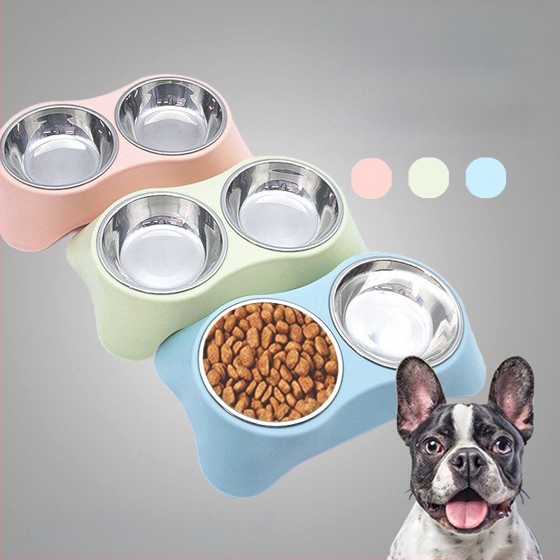 Dvigubas dubuo lemmikliams iš nerūdijančio plieno, integruotas dizainas, nepralaidus, tinka katėms ir šunims