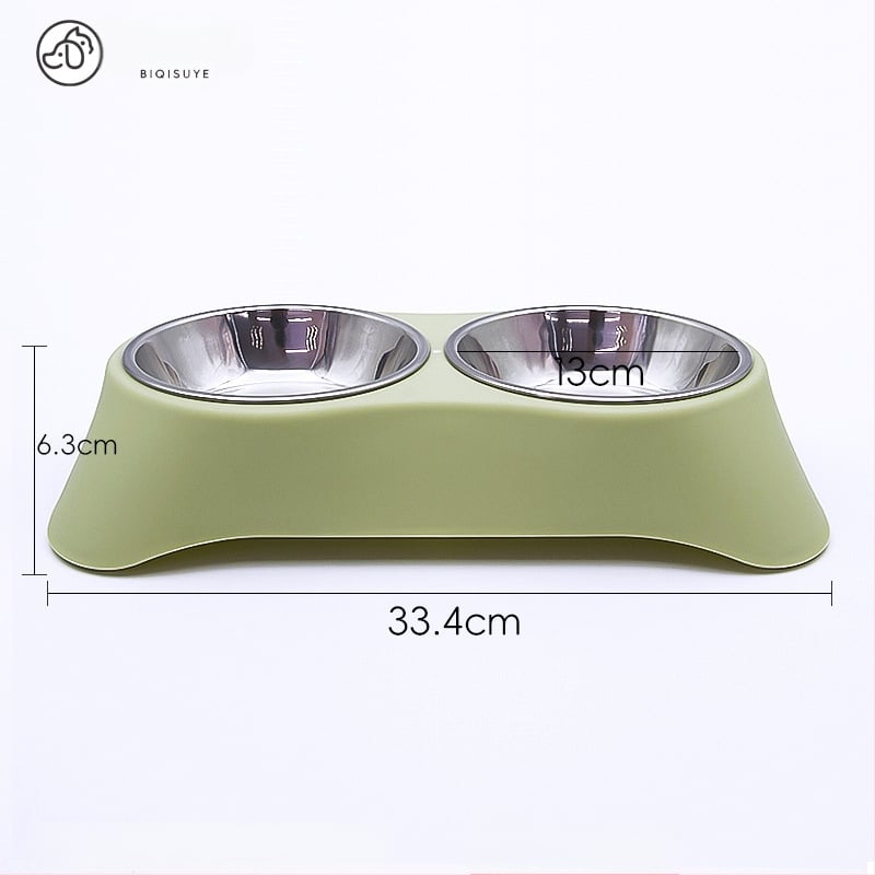 Dvigubas dubuo lemmikliams iš nerūdijančio plieno, integruotas dizainas, nepralaidus, tinka katėms ir šunims