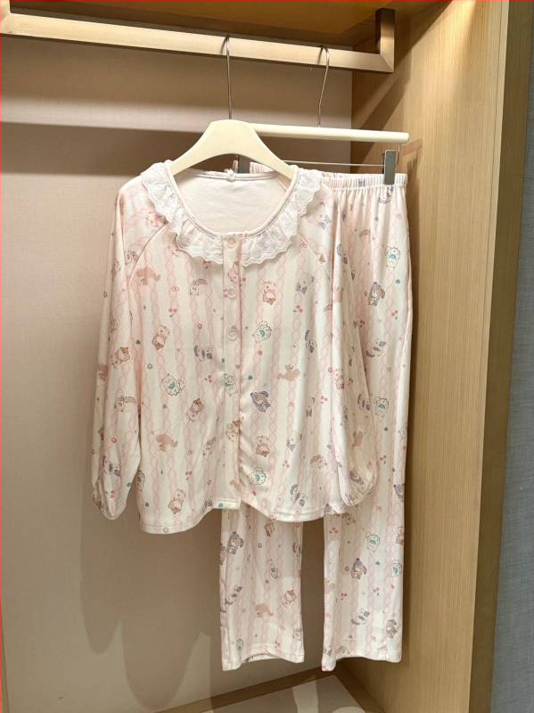 Naiste Derong akrüülist pižamakomplekt, ümmarguse kaelusega, pikad varrukad, püksid, keskmise paksusega