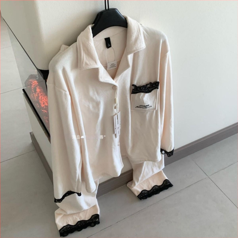 Island Velvet pidžaama komplekt prantsuse stiilis pitsiga, pikkade varrukatega, püksid